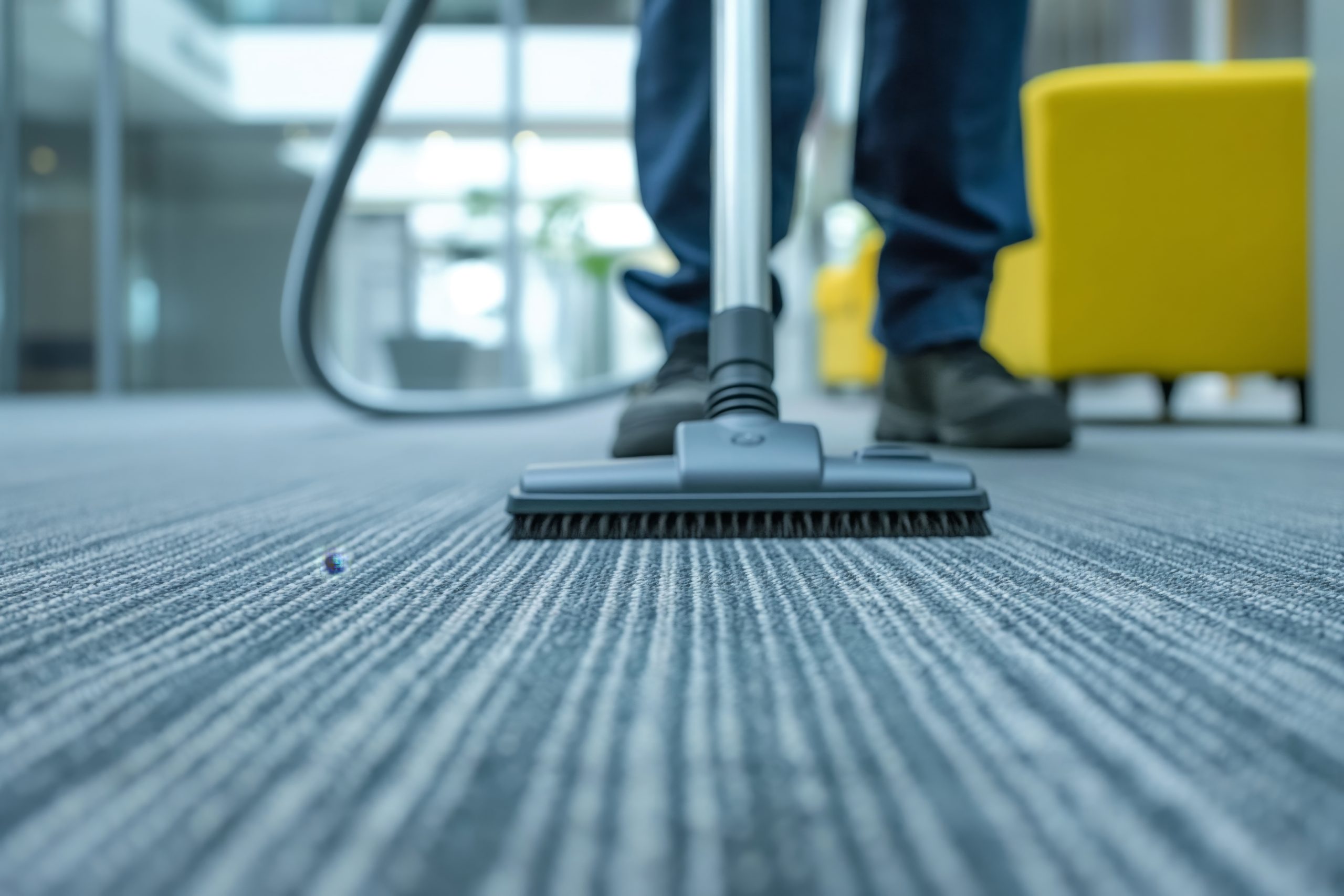 Person Cleaning Carpet With Vacuum Cleaner, Cleaning In Living Room.